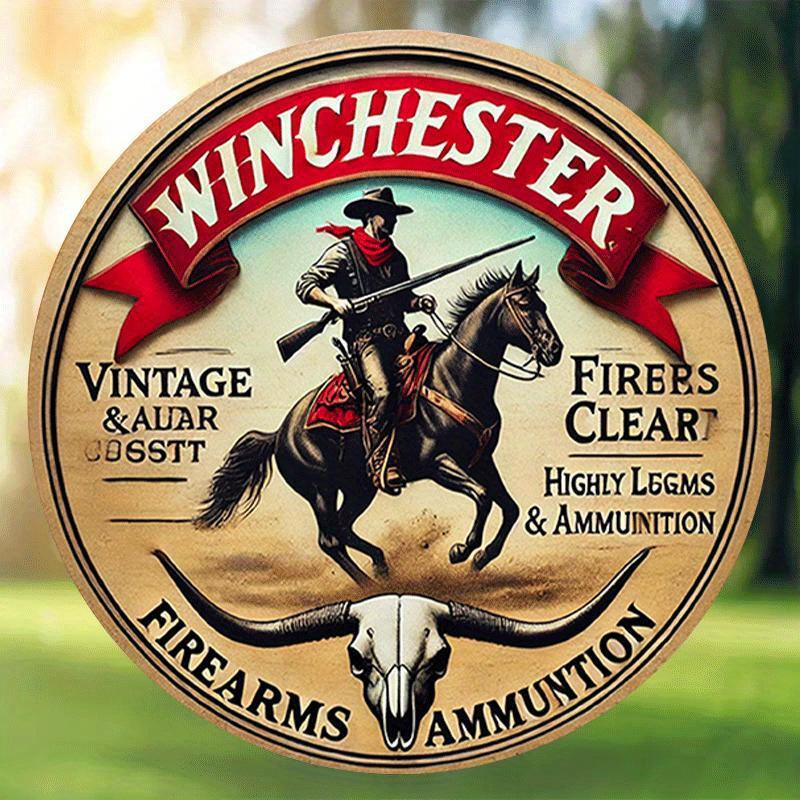 Outdoor Hunting Events - Letrero metálico redondo vintage de Winchester