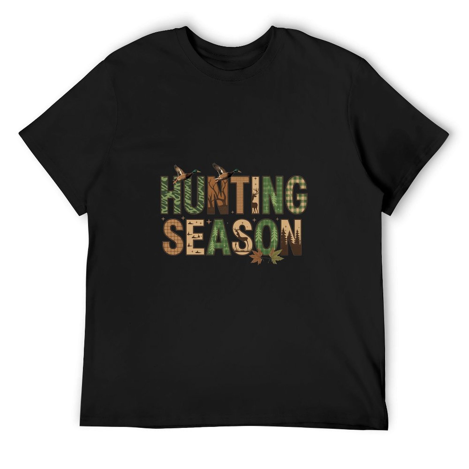 Hunting Outdoor Day - Camiseta de algodón negra con estampado