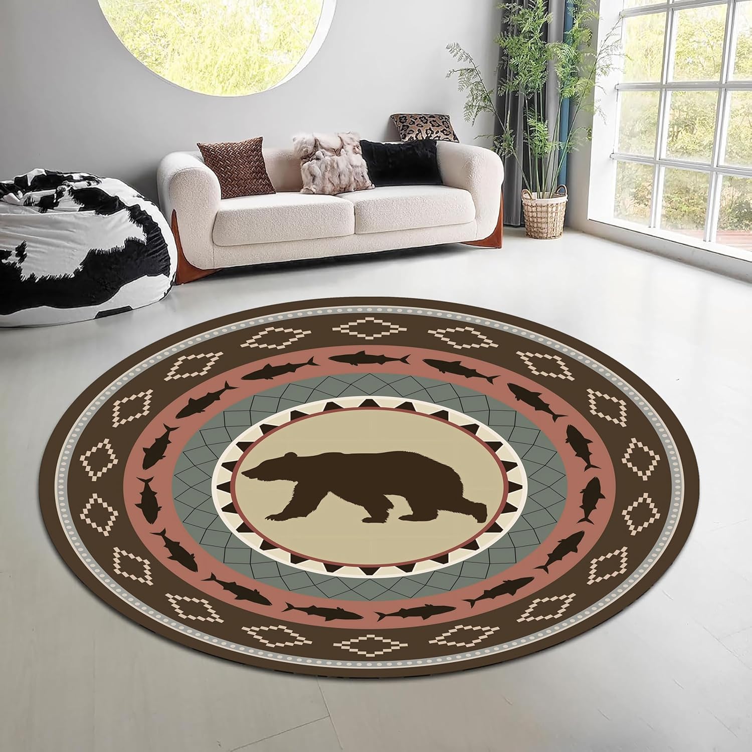 Hunting Outdoor Mat - Alfombra Redonda Vintage con Diseño de